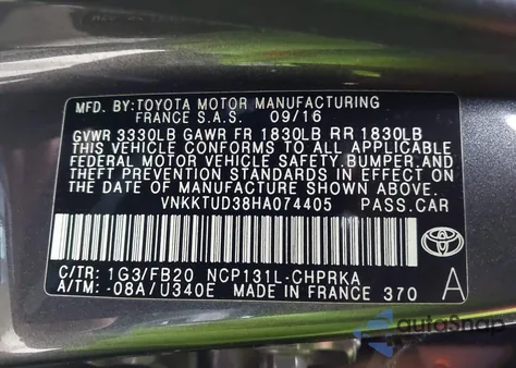 2017 Toyota Yaris Le z USA, uszkodzony, nr VIN VNKKTUD38HA074405